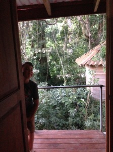 The view from our bunk house door... tarzan vines and all.